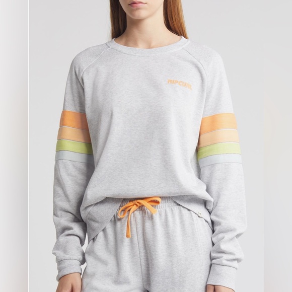 Rip Curl high tide stripe raglan sleeve sweatshirt, size XS extra small, crew - Picture 1 of 7